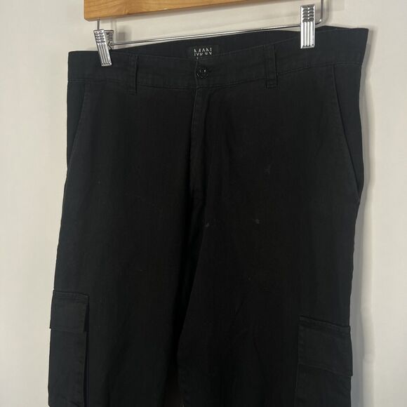 boohoo MAN Cargo Pants Black Flap Pocket Y2K Style Cotton Women's Size Small - Picture 2 of 11